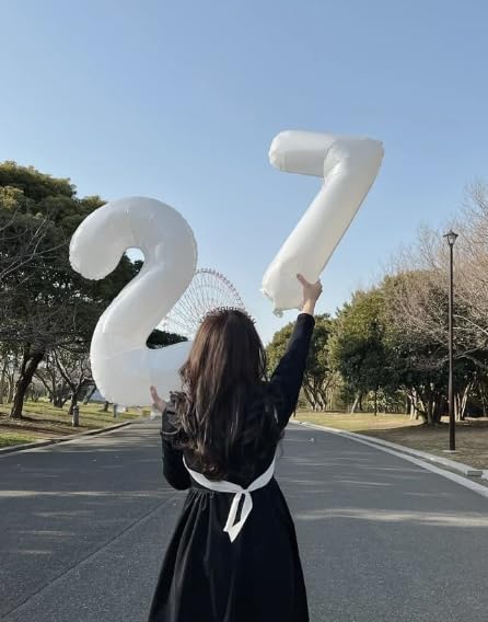 Big 40 Inch White 2 Number Balloon Birthday Decoration, White Number 2 Helium Balloons 12 20 22 23 24 26 28 32 42 Celebration, Boy Girl Baby Anniversary Party Graduations Supplies