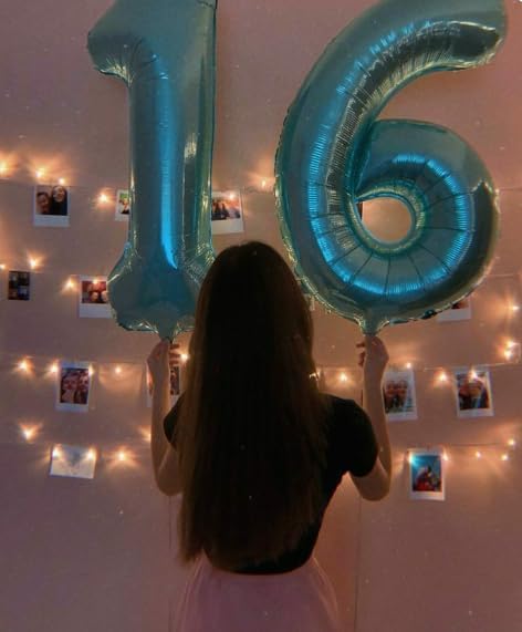 40 Inch Big Pearl Blue 9 Balloon Number, Jumbo Giant Happy 9th 19 29 39 49 99 Birthday Party Decorations, Large Nine Mylar Foil Anniversary Birthday Party Engagement Decorations