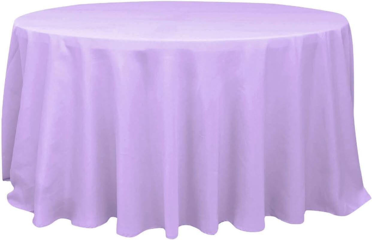 Efavormart Round Tablecloth, 132 Inch Stain & Wrinkle Resistant Washable Table Cloth, Decorative Polyester Fabric Table Cover for Banquet, Wedding, Dining- Lavender