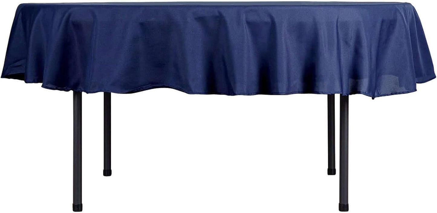 Efavormart Round Tablecloth, 90 Inch Stain & Wrinkle Resistant Washable Table Cloth, Decorative Polyester Fabric Table Cover for Banquet, Wedding, Dining- Navy Blue