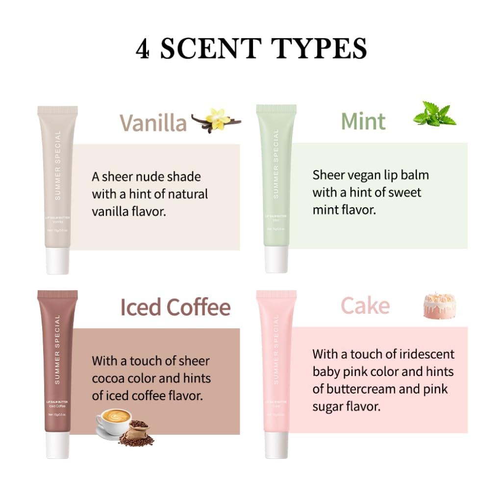 Summer Hydrating Lip Butter Balm Set - Ultra-Nourishing with Shea & Olive Butter,Soothes & Repairs Dry Lips, Non-Sticky Long-Lasting Moisture(Cake,Pack of 2)