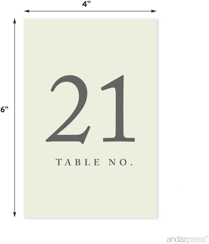 Andaz Press Table Numbers 21-40 on Perforated Paper, Ivory, 4x6-inch Single Sided Sign, 1-Set, For Weddings, Engagement