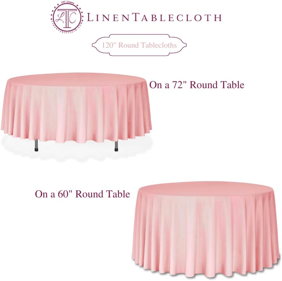 LTC LINENS 5 Pack 120 Inch Round Tablecloth Orange - Bulk for 60 Inch Round Table Floor Length - Washable, Wrinkle Resistant Polyester Fabric Cloth for Party
