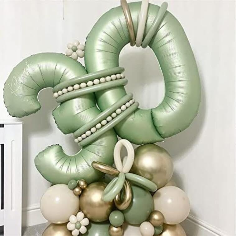 40 Inch Olive Green 0 Number Large Balloon Digital 0 Numbers Big Foil Helium Number Balloons 0-9 Jumbo Happy 10 20 30 50 60 80 Mylar Birthday for Baby Girl Anniversary Party Supplies (Number 0)