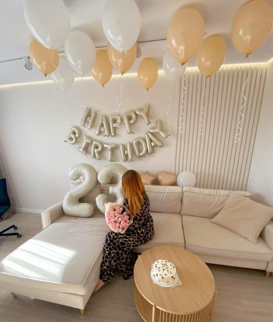 40 Inch Cream White 13 31 Large Number Balloon, 13 31 Cream White Birthday Party Decorations, Number 13 31 Foil Balloons for Anniversary Party Graduations Celebration Supplies