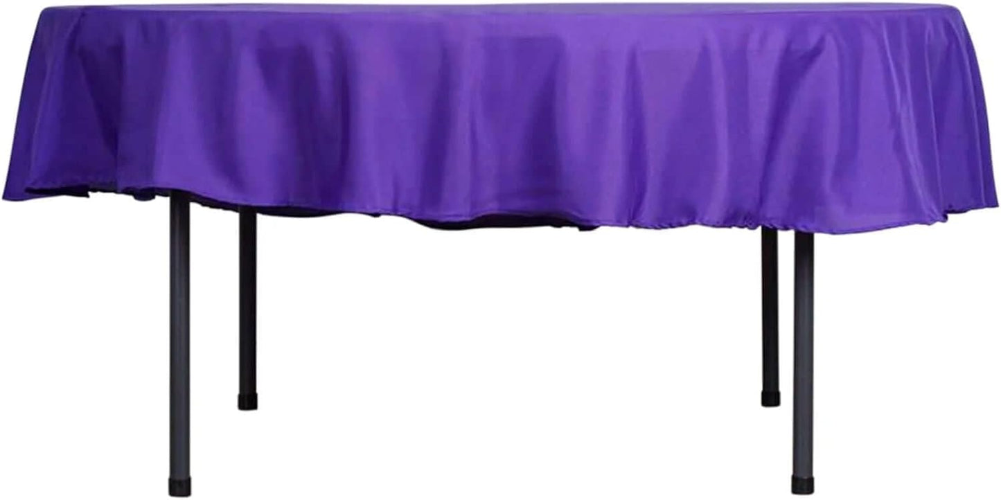 Efavormart Round Tablecloth, 90 Inch Stain & Wrinkle Resistant Washable Table Cloth, Decorative Polyester Fabric Table Cover for Banquet, Wedding, Dining- Purple