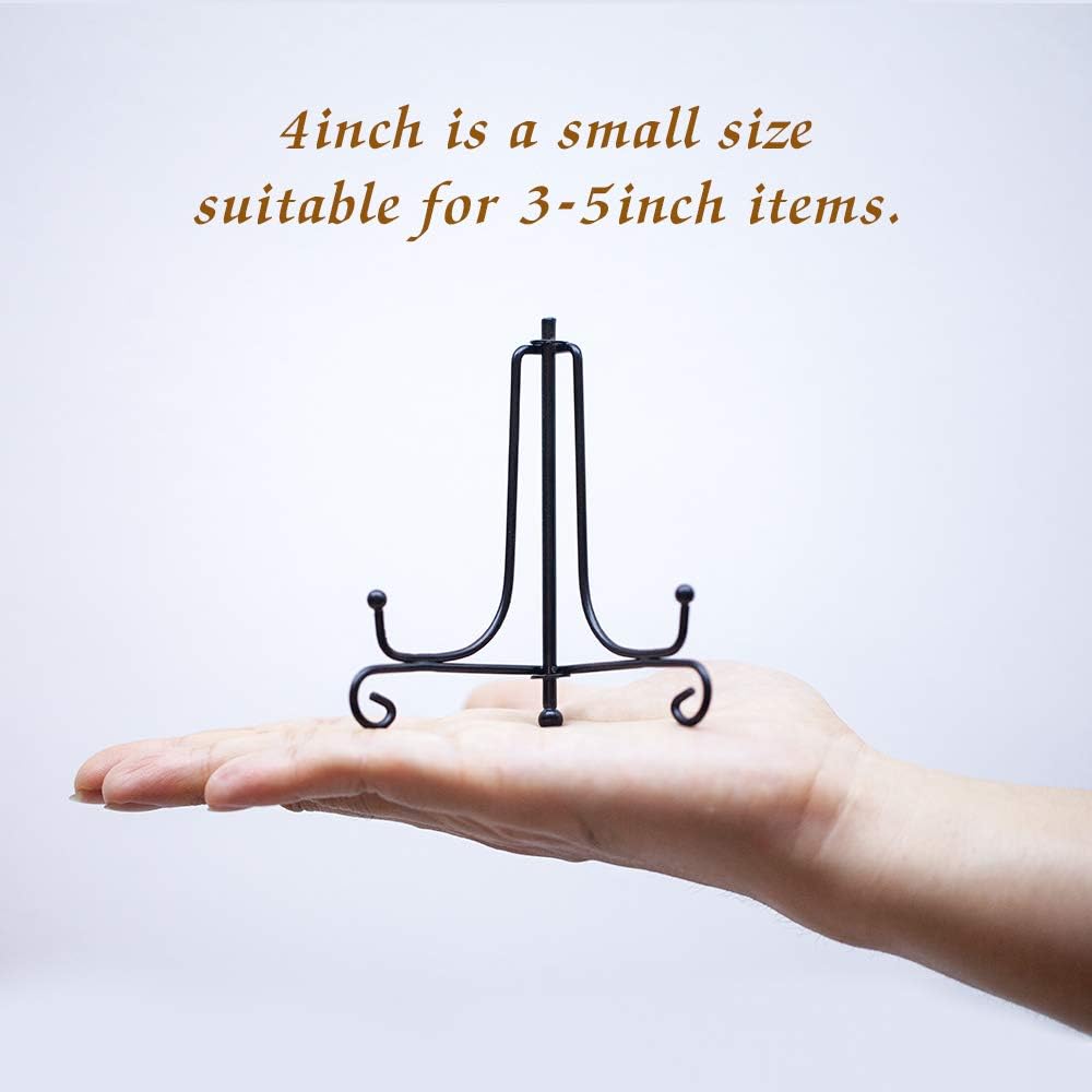 (2 pack) Iron Display Stand, Black Iron Easel Plate Display Photo Holder Stand, Displays Picture Frames, Decorative Plates,Tablets and Art 4 Inch