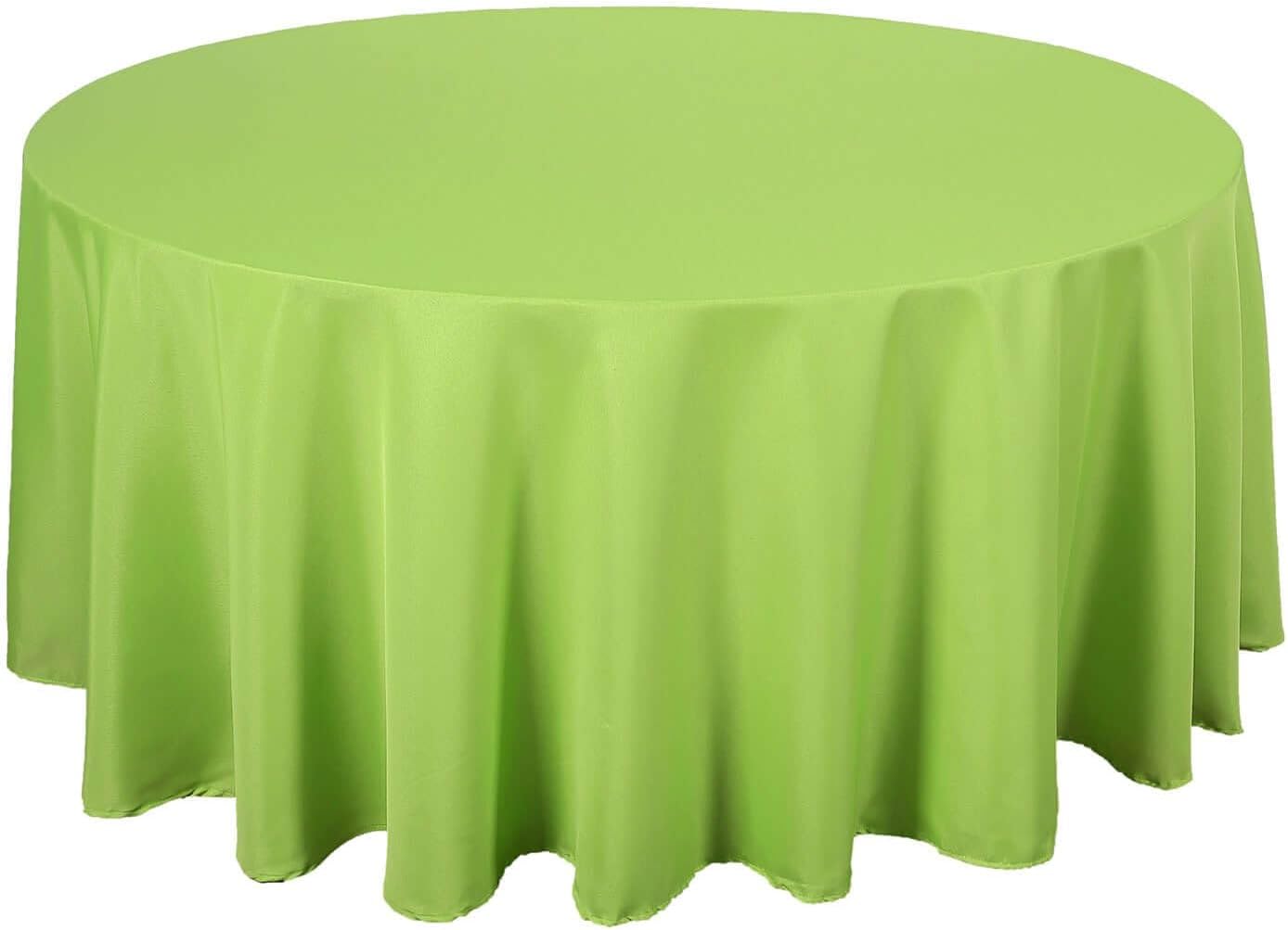 Efavormart Round Tablecloth, 120 Inch Stain & Wrinkle Resistant Washable Table Cloth, Decorative Polyester Fabric Table Cover for Banquet, Wedding, Dining - Lime Green