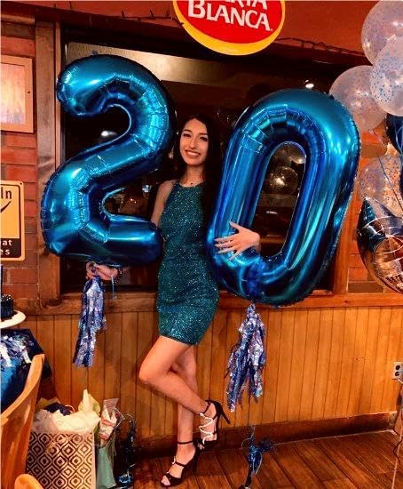 Blue Jumbo Number 50 Balloon 40 Inch, Men Women 50 Birthday Supplies, Foil Helium 50 Birthday Giant Balloon, Mylar Blue Number Balloons Anniversary Decorations
