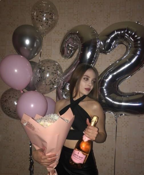 40 Inch Big Silver Number 22 Balloon Birthday Decoration, Number 22 Helium Balloon 22 Celebration, Boy Girl Baby Anniversary Party Graduations Supplies Decorations