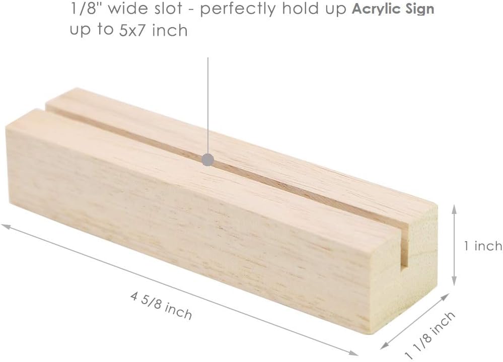 UNIQOOO 20 Pack Modern Sign Holders for Acrylic | Wood Table Number Display Stands | Place Card Holder, Photo Stand, Perfect for Retail Shop, Cafe Bar, Wedding Dinner Party and Events Decoration