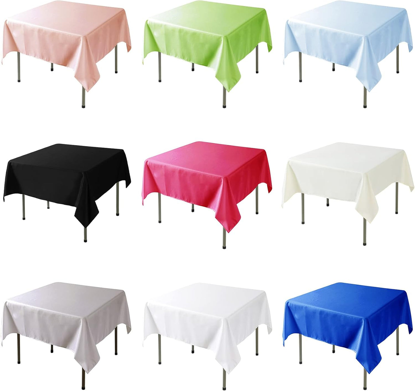 Fokitut 2 Pack Waterproof Square Tablecloth, 52x52 Inch, Stain Resistant and Wrinkle Polyester Table Cloth, Fabric Table Cover for Kitchen Dining, Wedding, Party, Holiday Dinner-Navy