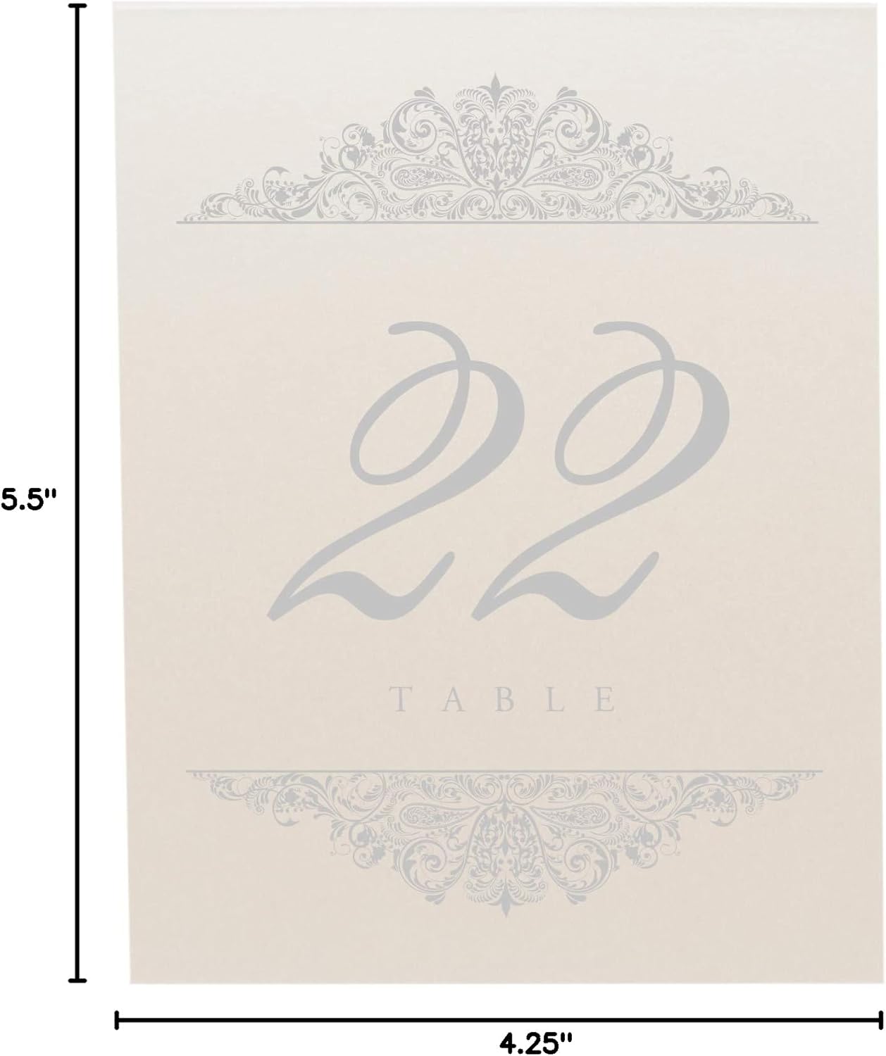 Paisley Wedding Table Numbers (Select Color/Quantity), Champagne, Silver, 1-90, Double Sided, Tent or Use in a Stand, Great for Parties & Restaurants - Made in the USA