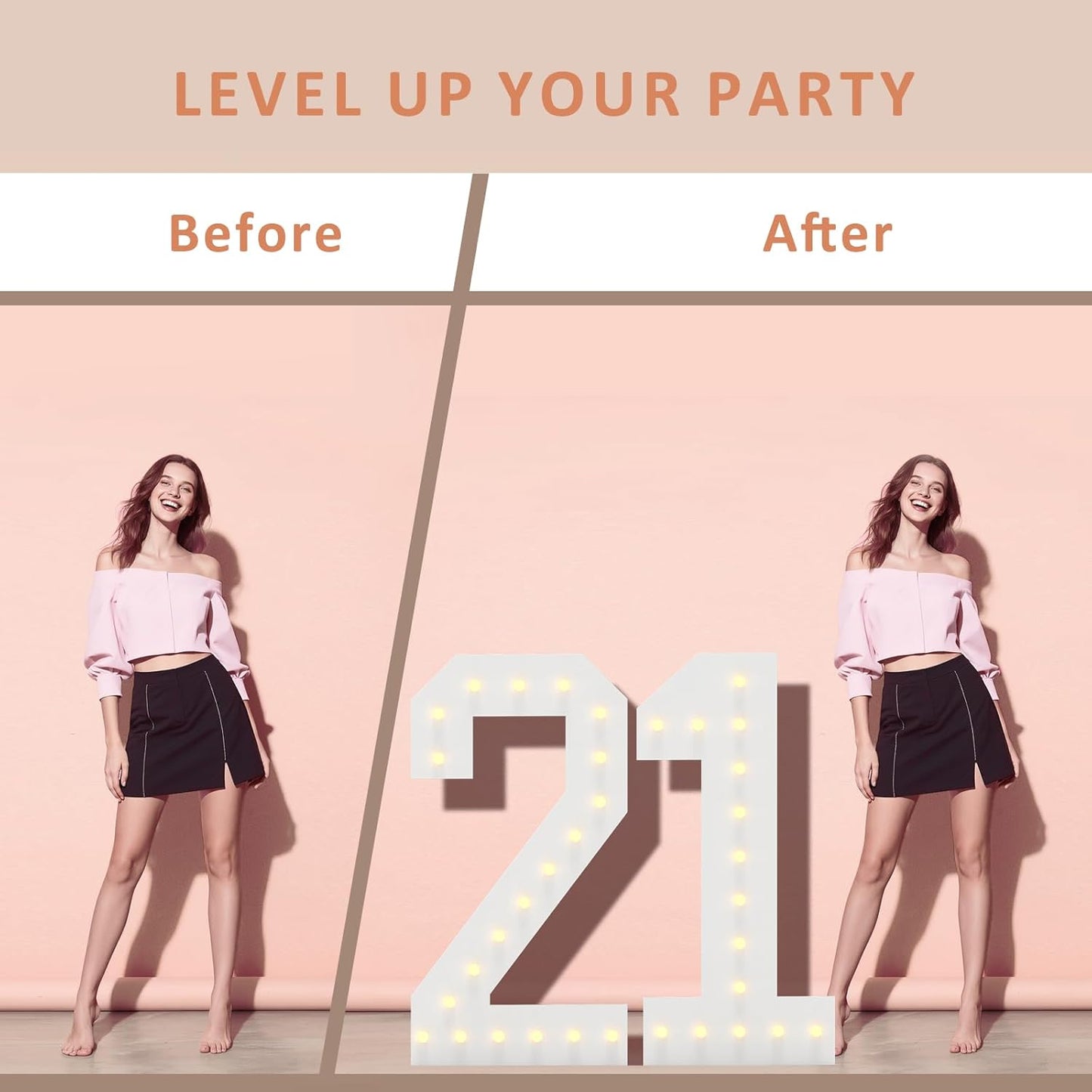 LOBOOM 4FT Light Up Numbers, Marquee Numbers 4 Feet Tall Giant Number 85 Mosaic Big Number Sign for 85th Birthday Party Backdrop Anniversary Decorations, Pre-Cut Large Frame