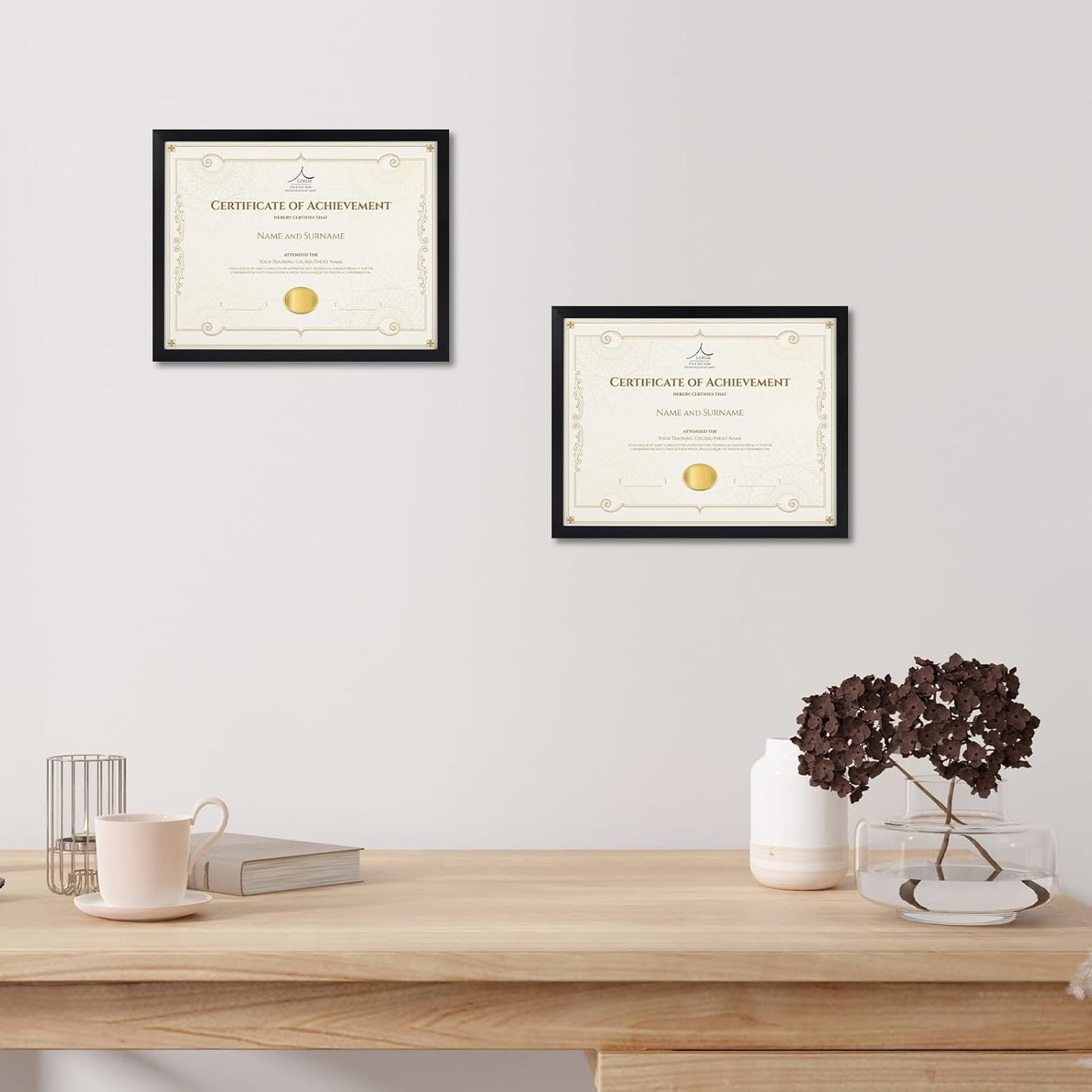 Rempry 8.5 x 11 Picture Frame Set of 16, Certificate Frames 8.5 by 11, Black Photo Frame for Diploma Document, Tabletop and Wall Display