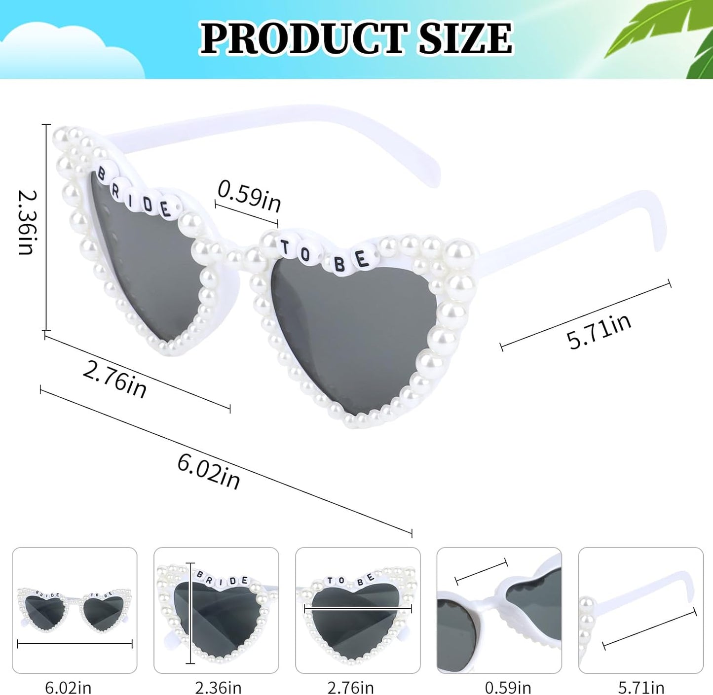 CIEHER Bachelorette Party Favors - White Black Heart Sunglasses for Bride Bridesmaid