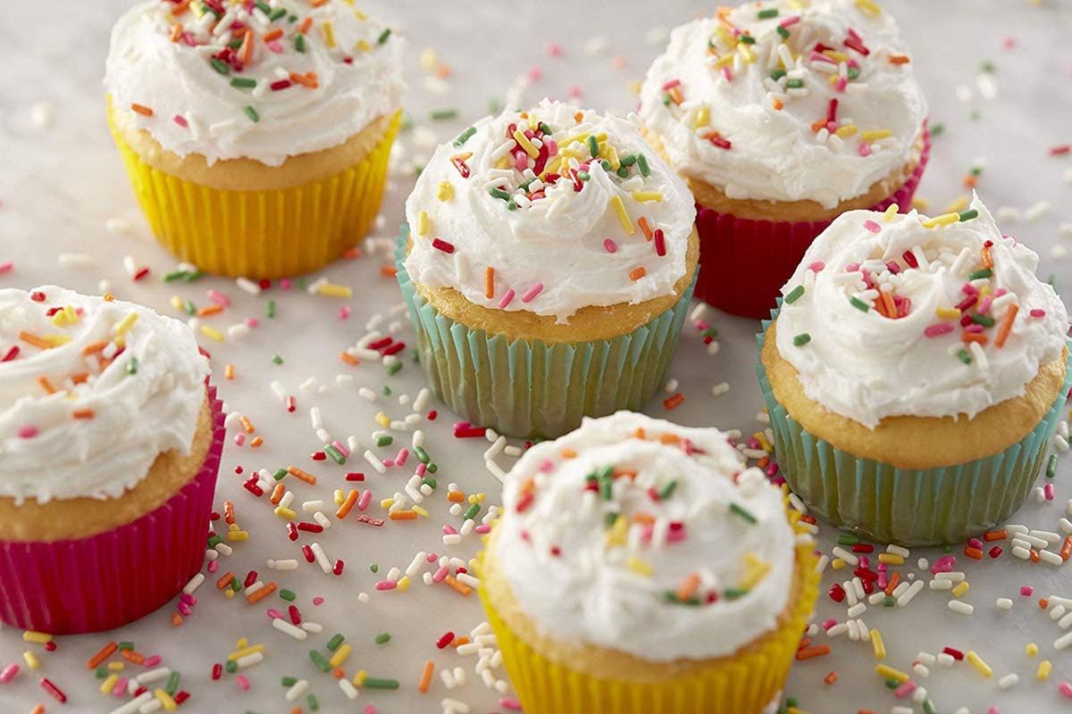 Gifbera Colored Mini Paper Cupcake Liners Vibrant Muffin Baking Cups 400-Count