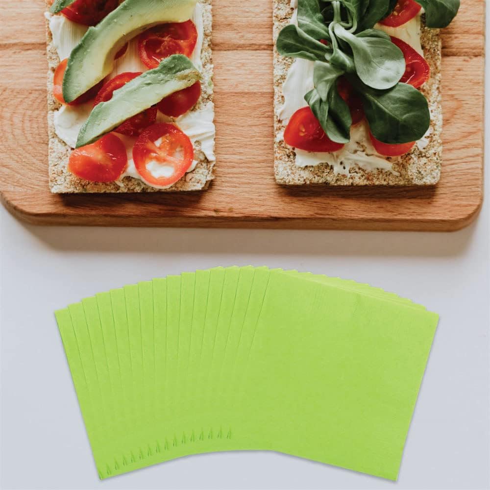 JAM PAPER Small Beverage Napkins - 5 x 5 - Lime Green - 50/Pack
