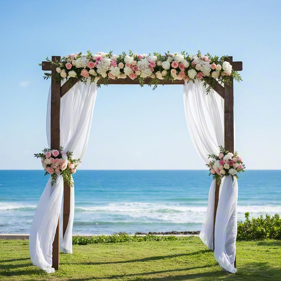 White Wedding Arch Draping Fabric 1 Panel 30'' x 18FT Sheer Chiffon Arch Drapery for Easter Bridal Shower Backdrop Outdoor Party Arches Church Ceremony Decoration