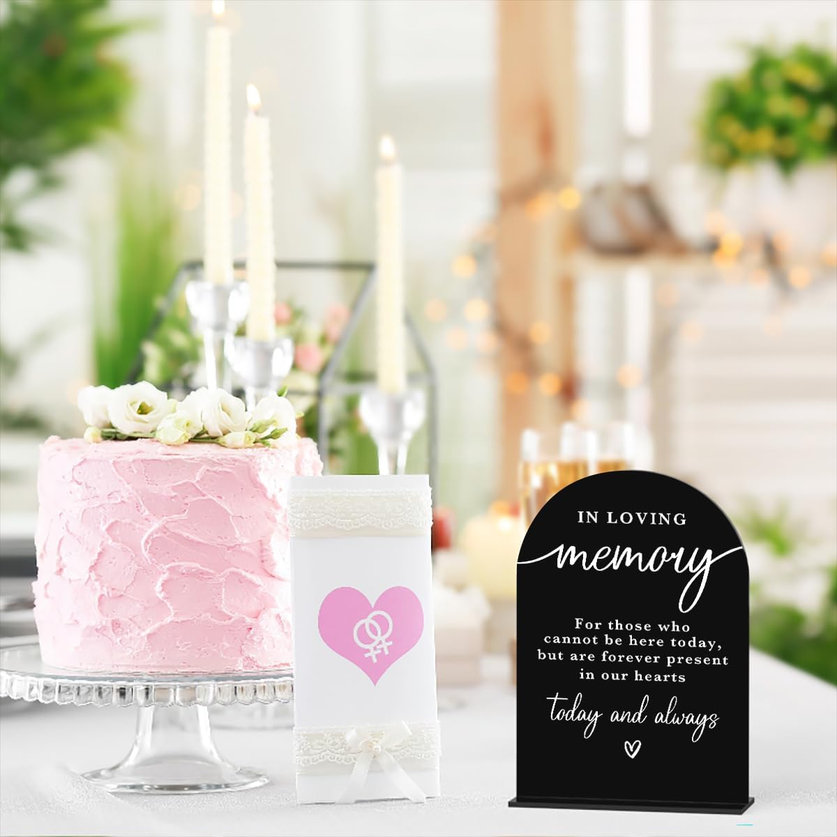 In Loving Memory Acrylic Wedding Sign Memory Table Sign for Wedding Wedding Signs for Ceremony Modern Calligraphy Arch Acrylic Table Top Sign for Wedding Reception and Event Party Table(black)