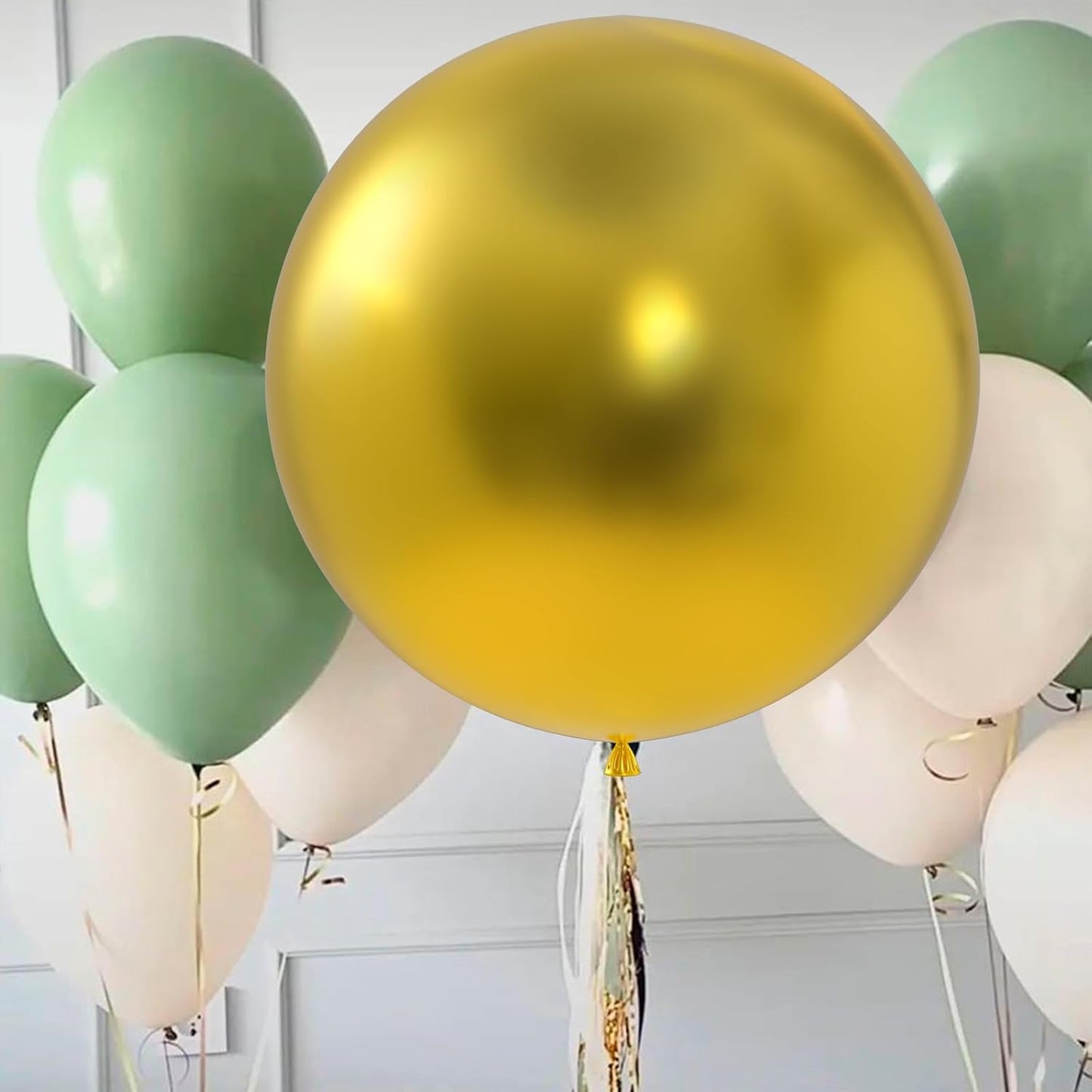 36 inch Metallic Gold Giant Balloons, 4pcs large latex round balloons for Photo Shoot, balloons garland or arch as wedding decorations, retirement party,baby shower party,birthday decorations