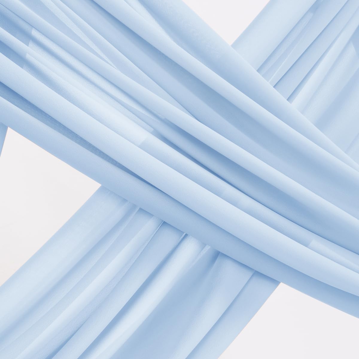 Socomi Wedding Arch Draping Fabric 3 Panels 29" x 19Ft Baby Blue Sheer Chiffon Curtain Drapes 6 Yards for Wedding Ceremony Birthday Party Decoration