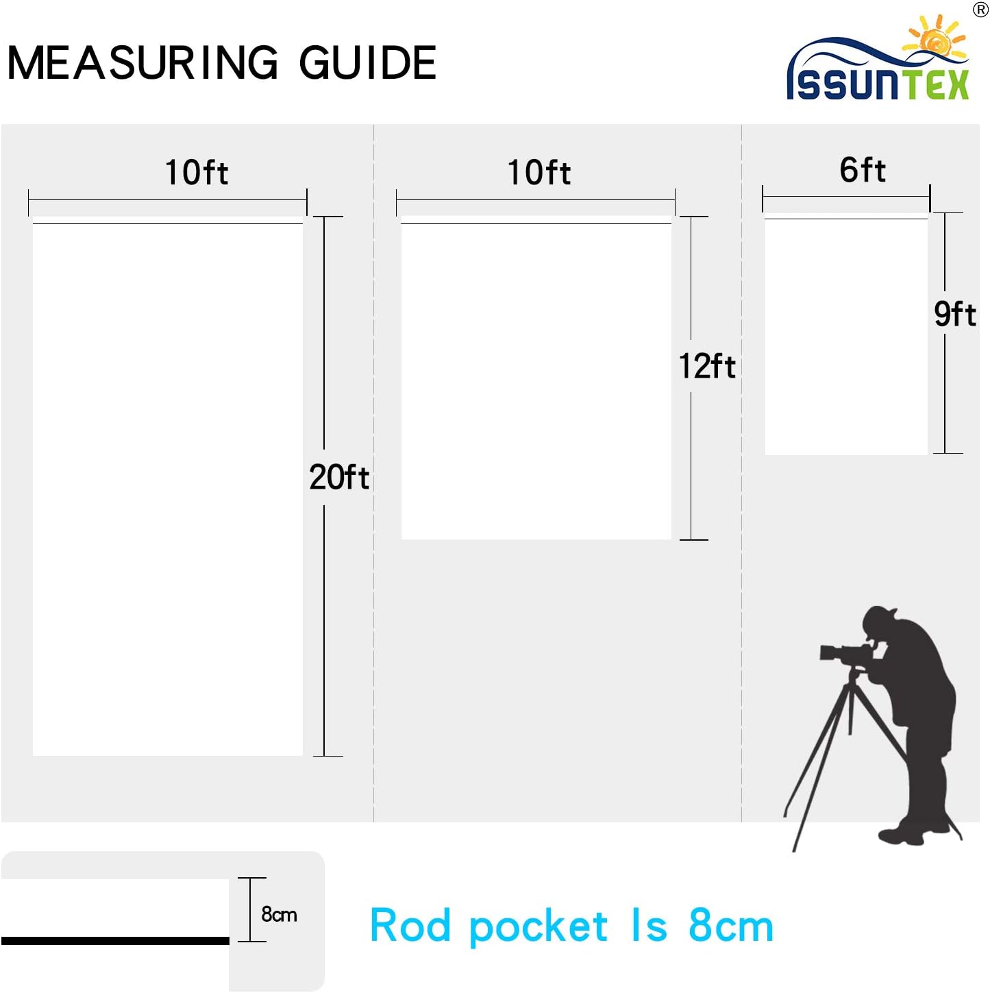 ISSUNTEX 10X20 ft Background Muslin Backdrop, Photo Studio, Collapsible High Density Screen for Video Photography and Television-White