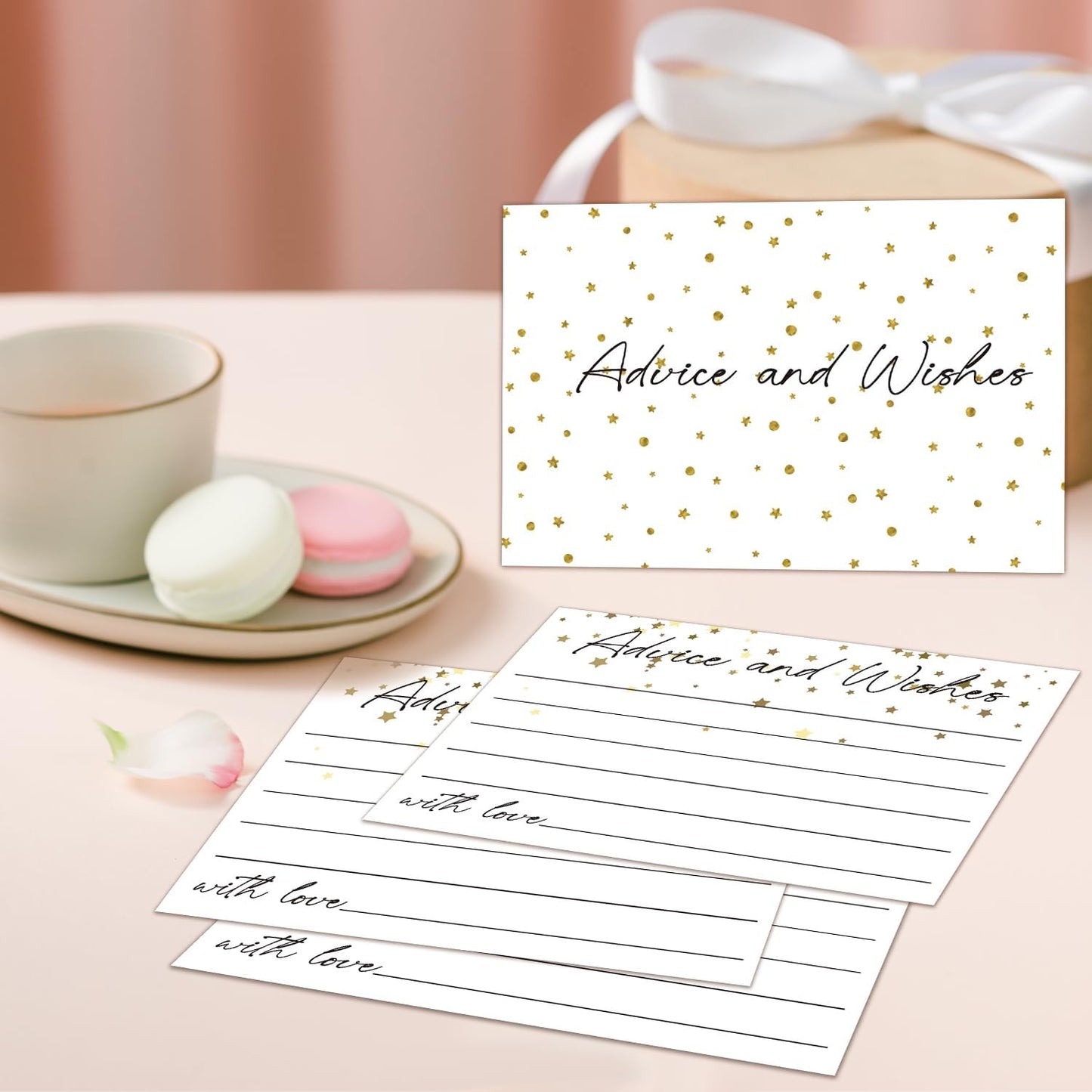 Advice and Wishes Cards, Double-sided Blank Cards with Star Suitable for Wedding Reception, Bridal Showers, Mr and Mrs, Baby Shower, Graduation, Pack of 25-05