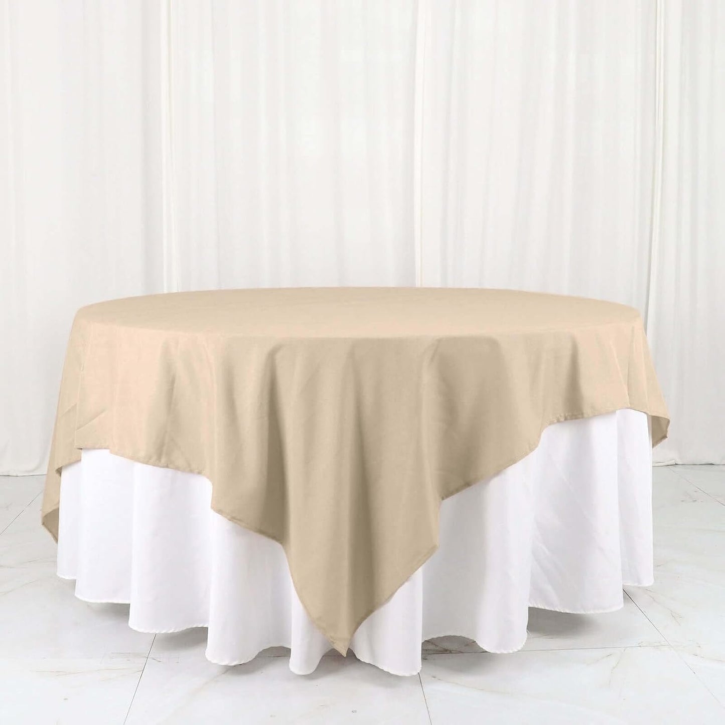 Efavormart 90" Nude Wholesale Linens Polyester Square Linen Tablecloth for Kitchen Dining Catering Wedding Birthday Party Events
