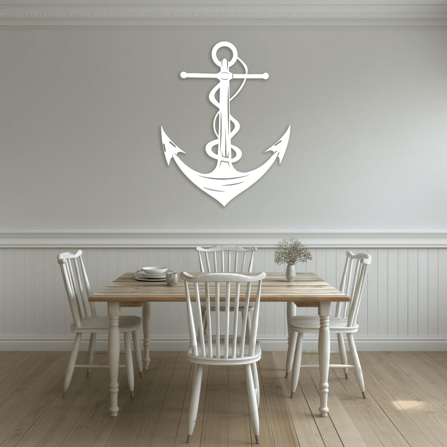 XXQ Anchor Metal Wall Decor, Anchor Metal Wall Art for Bedroom Living Room Dorm Antique Anchor Wall Decor Antique Metal Anchor Farmhouse Decor (Whhite, 35" x 53" / 90 x 135cm)