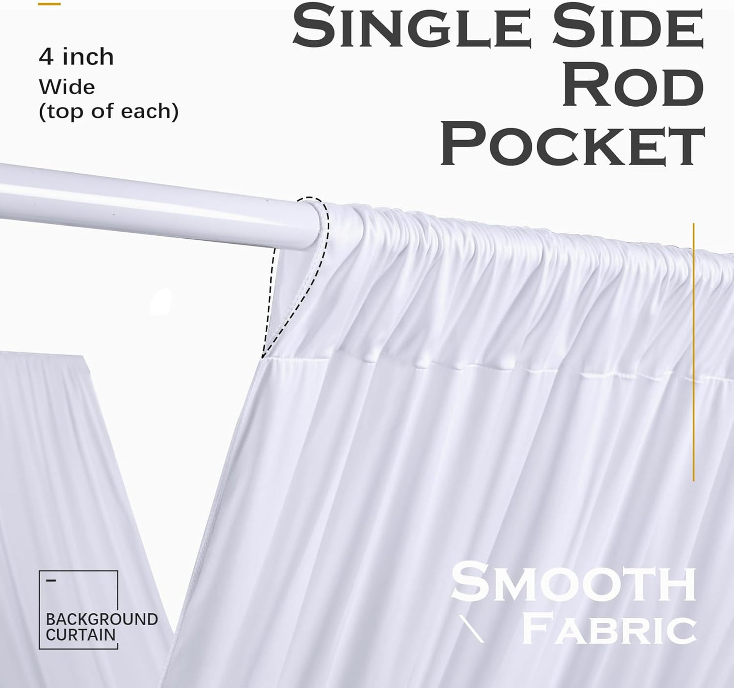 PartyVillage 8 Panels 5ftx30ft White Ceiling Drapes for Wedding Parties – 30 FT Extra Long Thick Polyester Wrinkle-Free Drapery Tent Decor Decorations for Birthday Party Ceremony Stage Swag