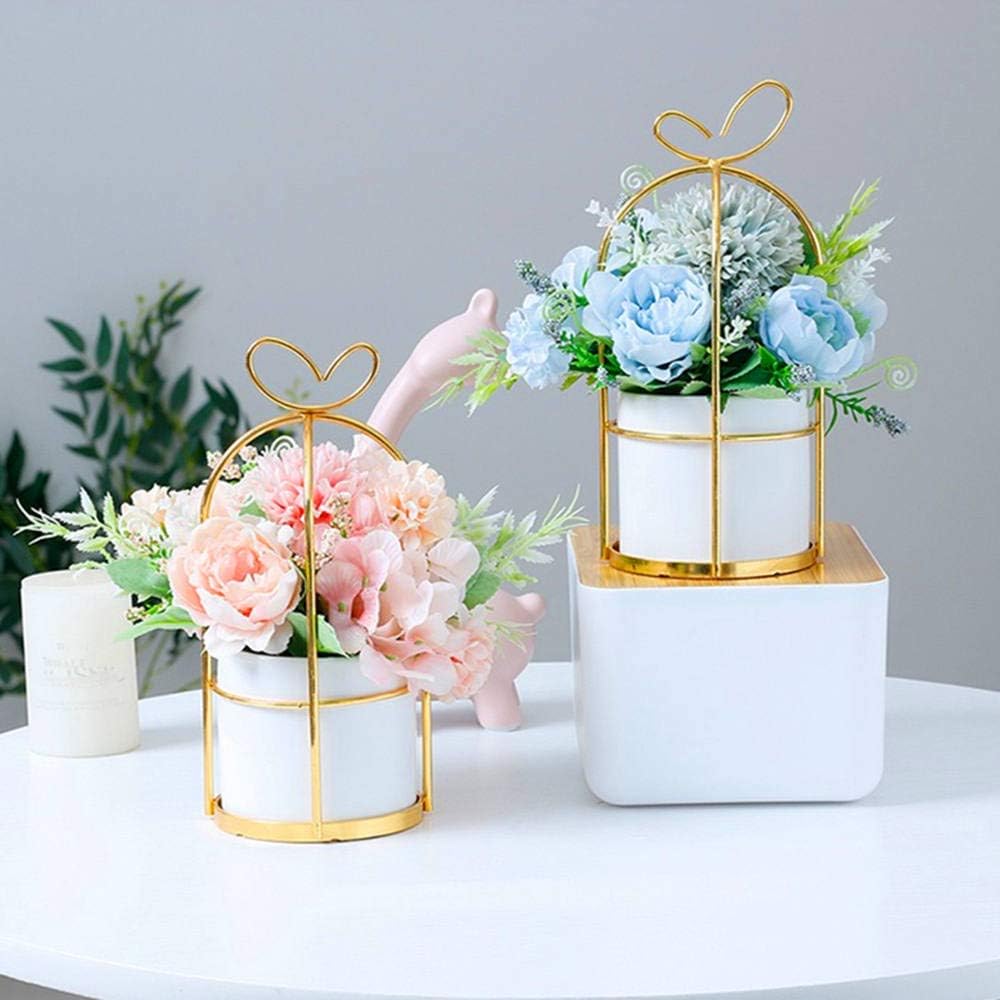 KIRIFLY Fake Artificial Flowers in Vase Faux Peony Silk Hydrangea Flower Centerpieces Dรฉcor for Wedding Table Decoration(Pink in Gold)