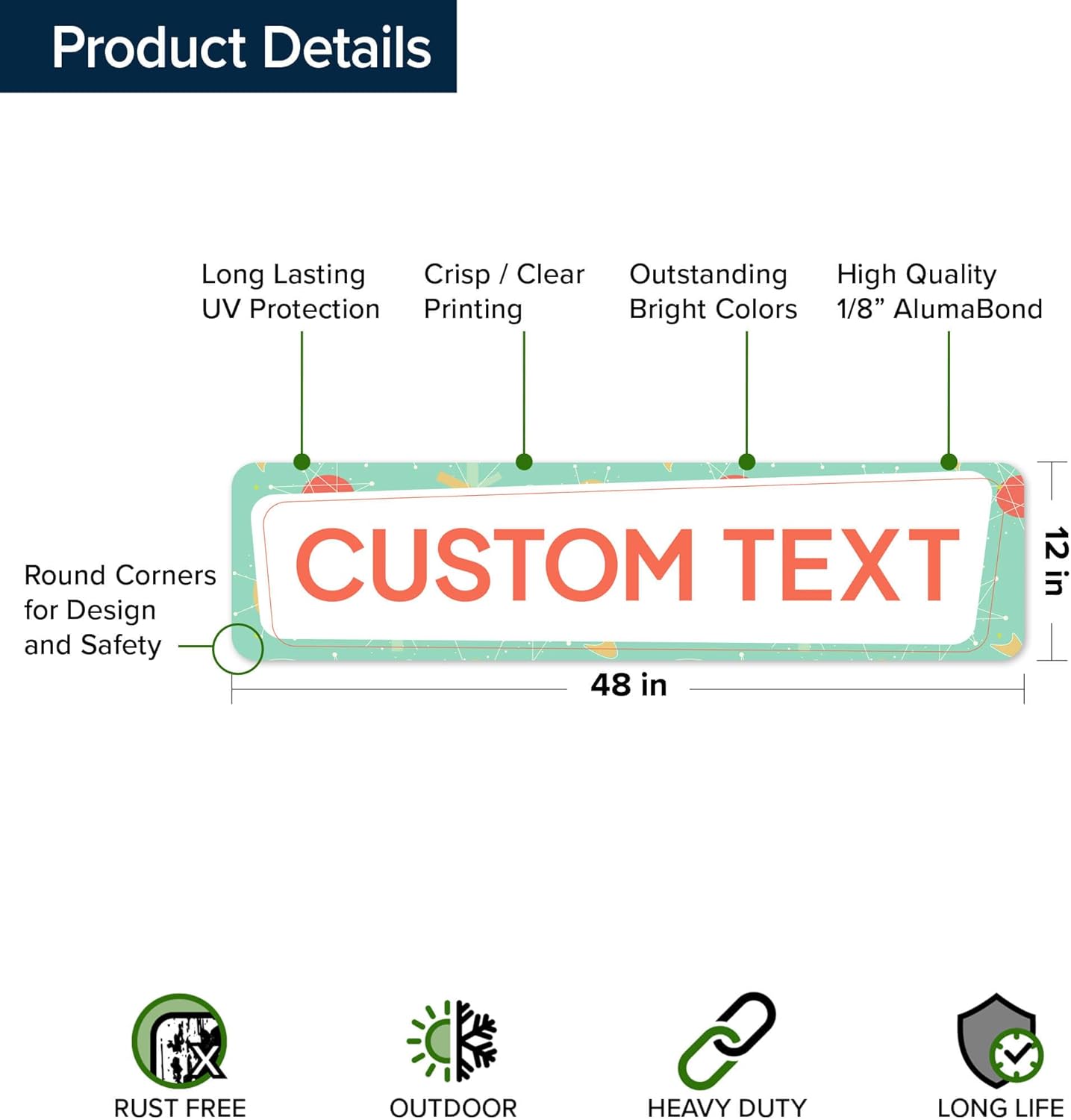 Custom Sign, Custom Street Sign, 11 Font Colors, 13 Font Styles, 4 Hole Options, 22 Sizes, 12x48 Inches, Rust Free DiBound, Fade Resistant, Made in USA by My Sign Center (Mid-Century Modern 2)