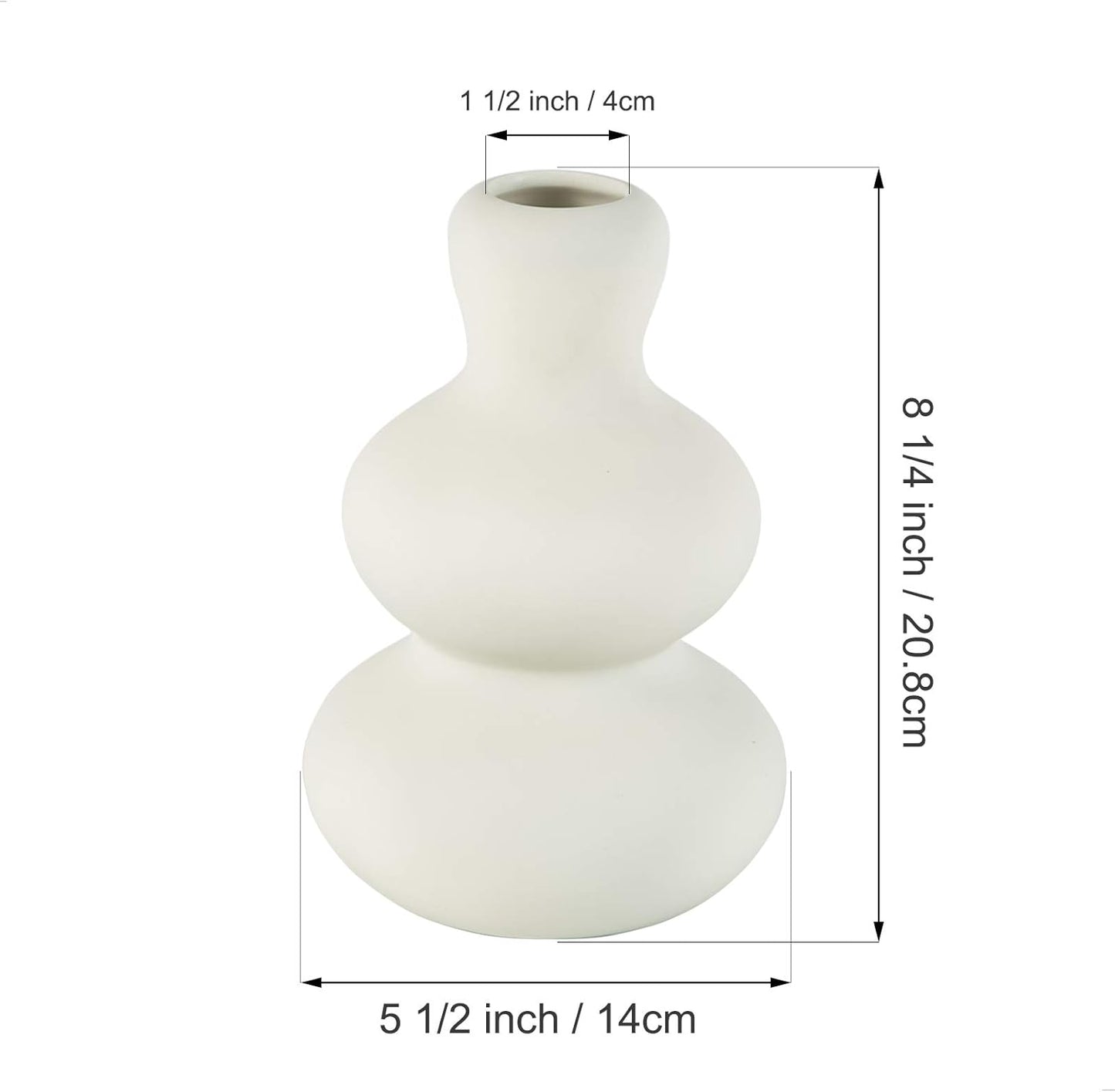 Ceramic Vase for Decor, Modern Vases for Home Decor Living Room, Home, Office, Centerpiece,Table and Wedding (Light Grey)