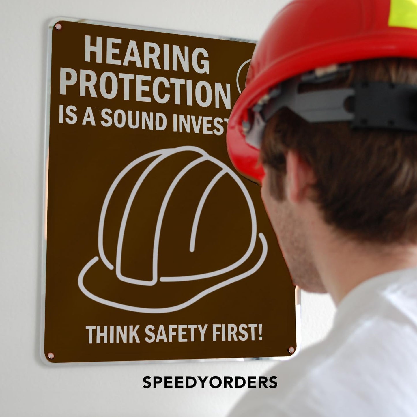 SPEEDYORDERS Custom Outdoor Metal Signs, Personalized Aluminum Signs, Customized Safety Signs, Metal Business Signs, Waterproof Outdoor Business Signs, White Aluminum (Brown Background, 20x20 In)