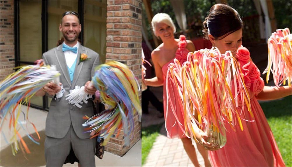 30pcs Lace Ribbon Stick Wands Christmas Birthday Party Streamers Wands Fairy Stick for Wedding Activities (Green+Lace)