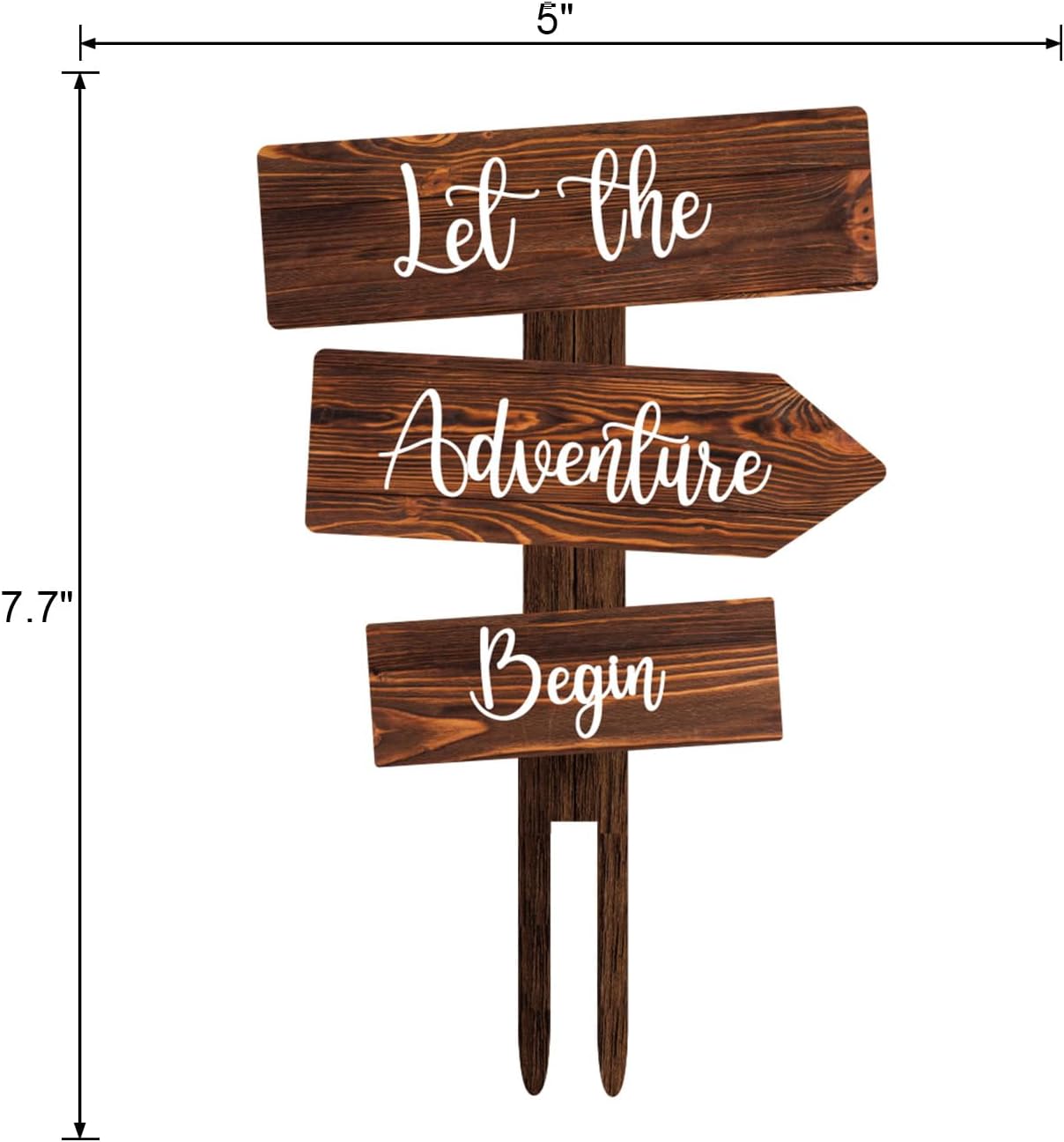 Let the Adventure Begin Cake Topper in Wood Rustic Cake Decoration for Wedding & Baby Shower