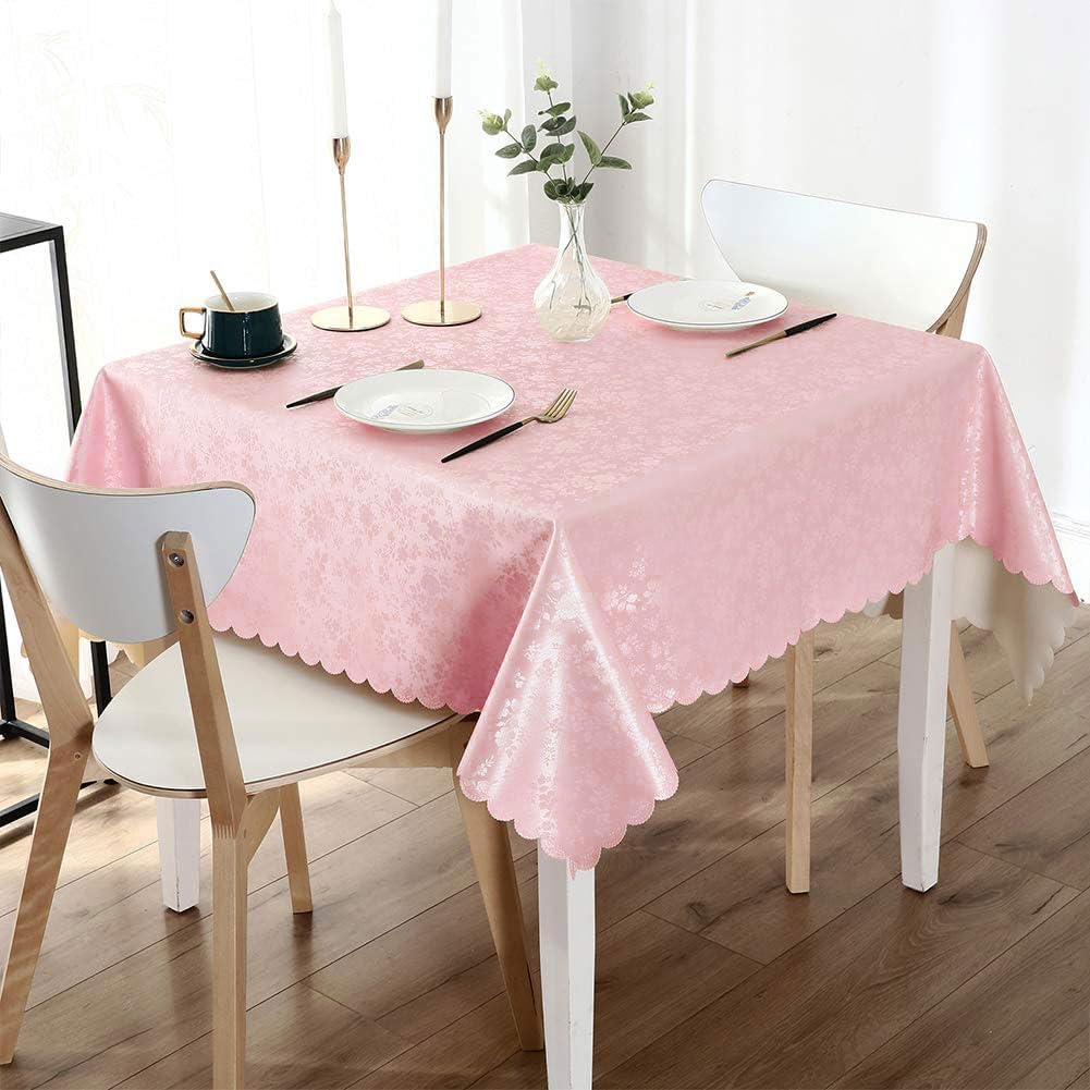 Smiry Square Table Cloth, Waterproof Heavy Duty Vinyl Tablecloths, Wipeable Washable Table Cover for Kitchen and Dining Room (Pink, 54" X 54")