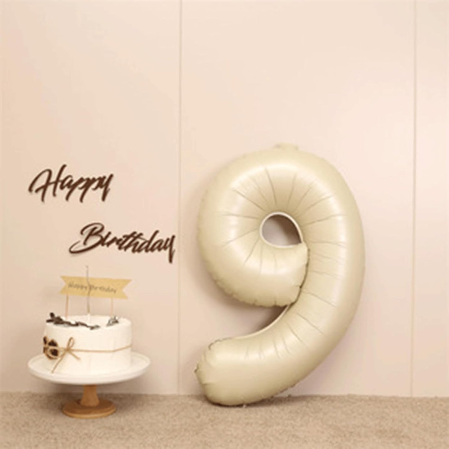 40 Inch Cream White Number 9 Balloon Mylar Big Foil Helium Number 19 29 39 49 59 69 79 89 99 Balloon for Party,Digital 9th Birthday Party Wedding Decorations, Boy Baby Shower Decorations