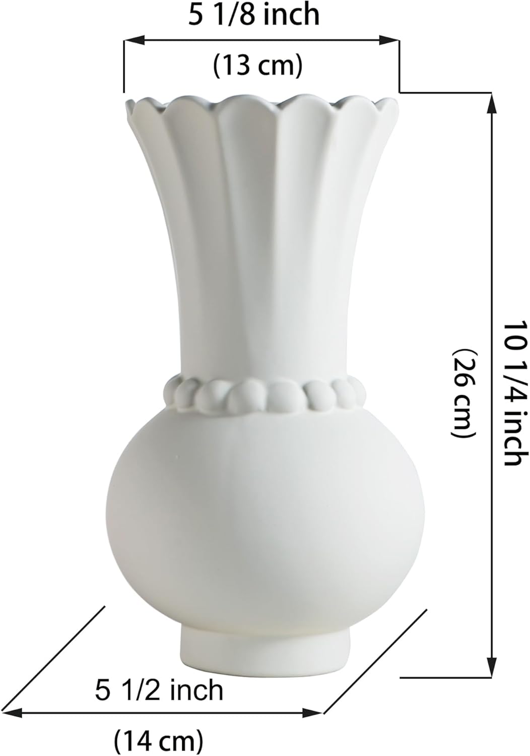 Modern Ceramic Vase - Grey, Perfect for Pampas Grass, Dried Flowers, Centerpieces