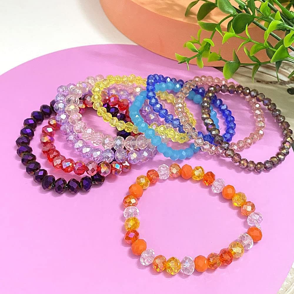 200pcs 6mm Crystal Glass Beads for Crafts Faceted Rondelle Glass Beads for Jewelry Making Crystal Spacer Beads for Necklaces Bracelets Earrings DIY Craft(Lemon Yellow AB)