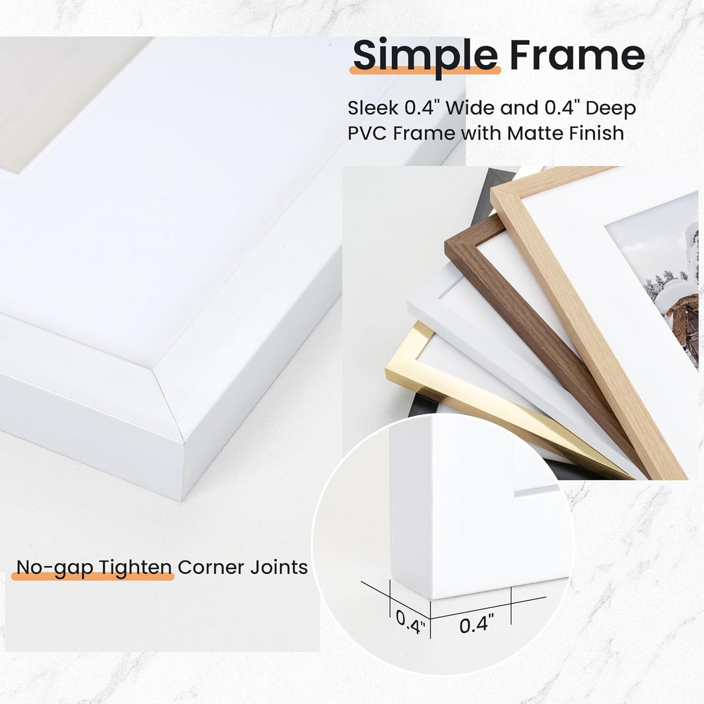 16x20 inch Picture Frame, 16x20 Photo Frames with 11x14 Removable Mat - High Definition Plexiglass - Vertical and Horizontal Display - Wall Hanging Frame - White, 5 Pack