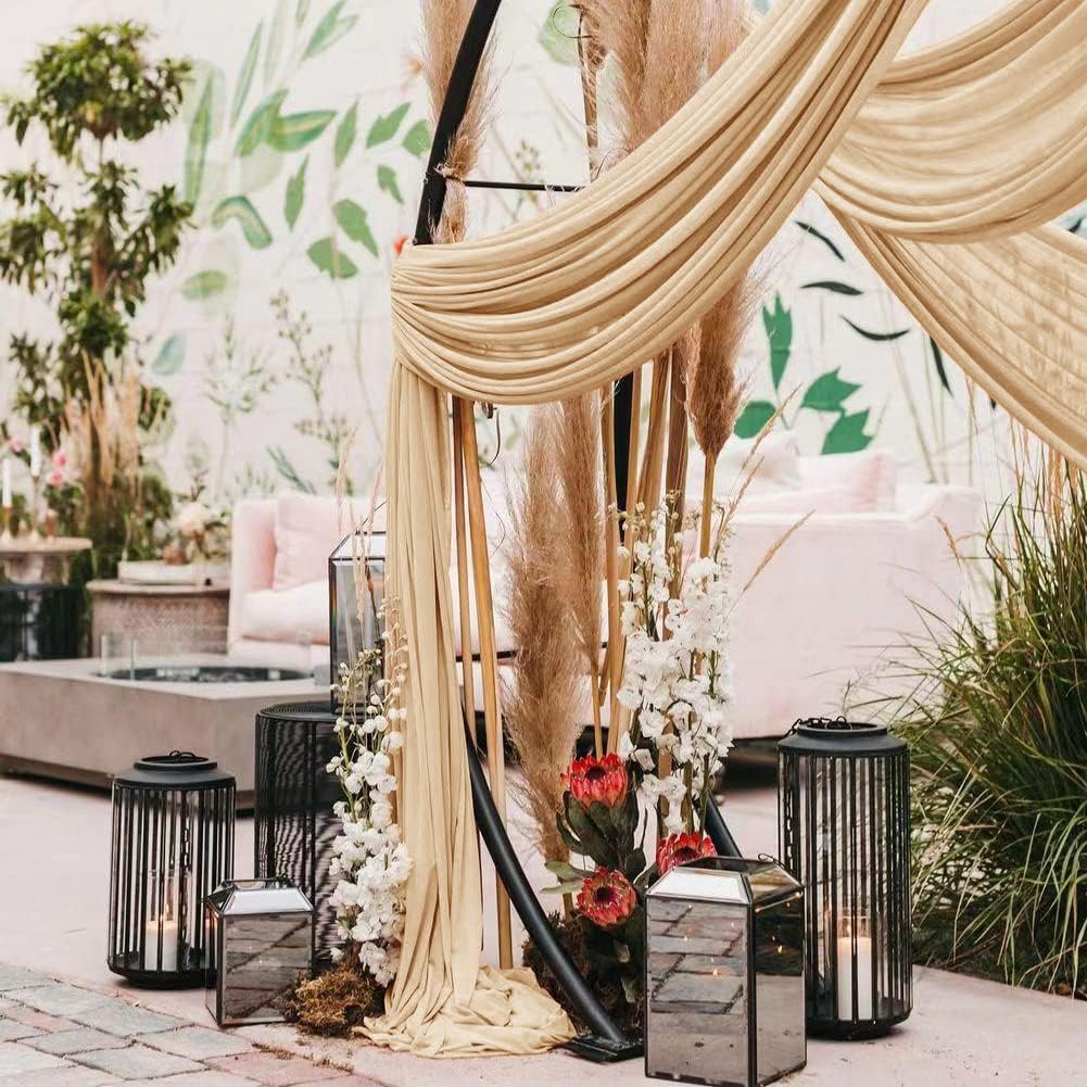 Wedding Arch Draping Fabric 2 Panels 30'' x 18FT Champagne Sheer Chiffon Arch Drapery for Photo Booth Bridal Shower Baby Shower Church Decor Newborn Photography Christening Outdoor Party