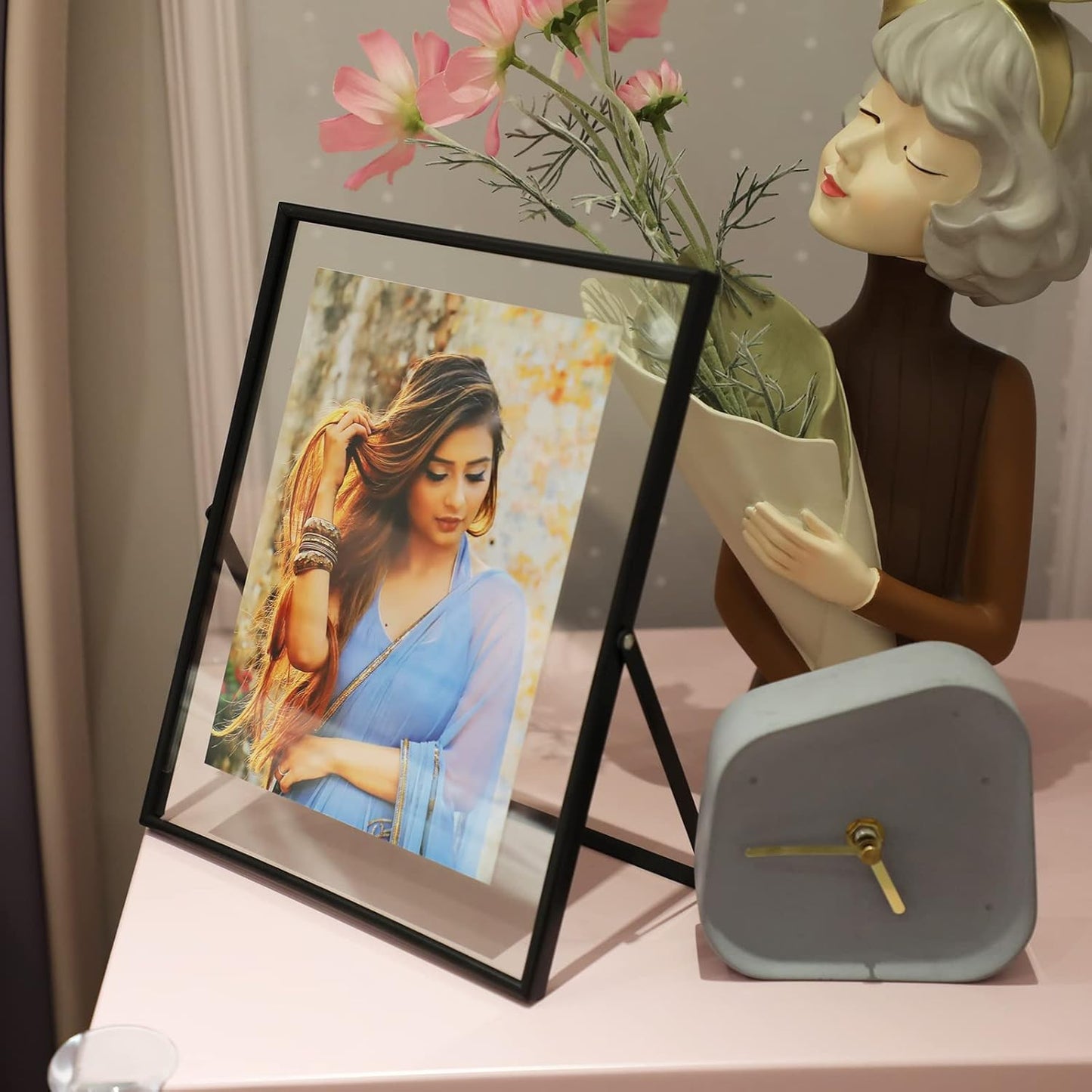 Black Floating Frame, 8"x10", Vertical, For Picture 7x9, 6x8, 5x7, Tabletop Shelf Photo Frame, For Father or Mother, Classy For Birthday or Wedding, Home or Office Décor