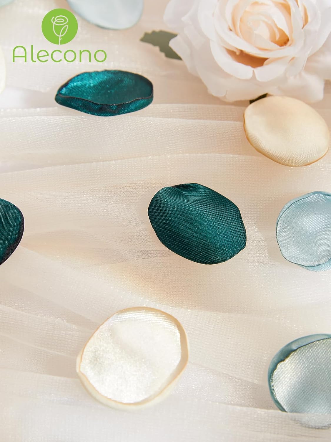Alecono π°π¬π¬πππ¨ Silk Rose Petals, Green Fake Rose Petals for Wedding Decor, Flower Petals Decrations for Flower Girl Basket Birthday Party Decor