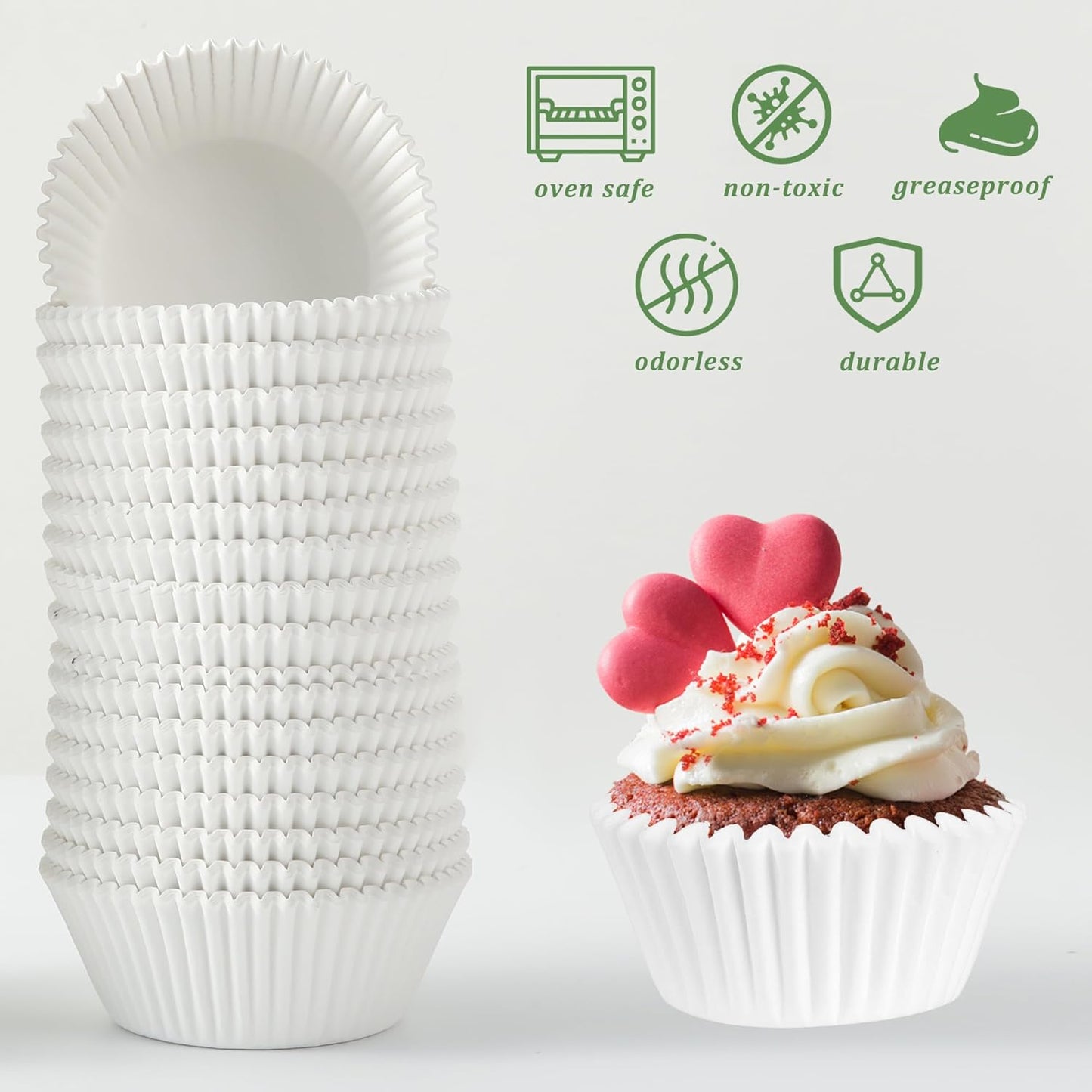 2 inch 1000-Count Mini Cupcake Liners Bright Colorful Muffin Baking Cups, Odorless,Baking Paper Cups for Baking Candy Cooking,Upgraded & Food Grade Grease-Proof Paper(White, 2 Inch)