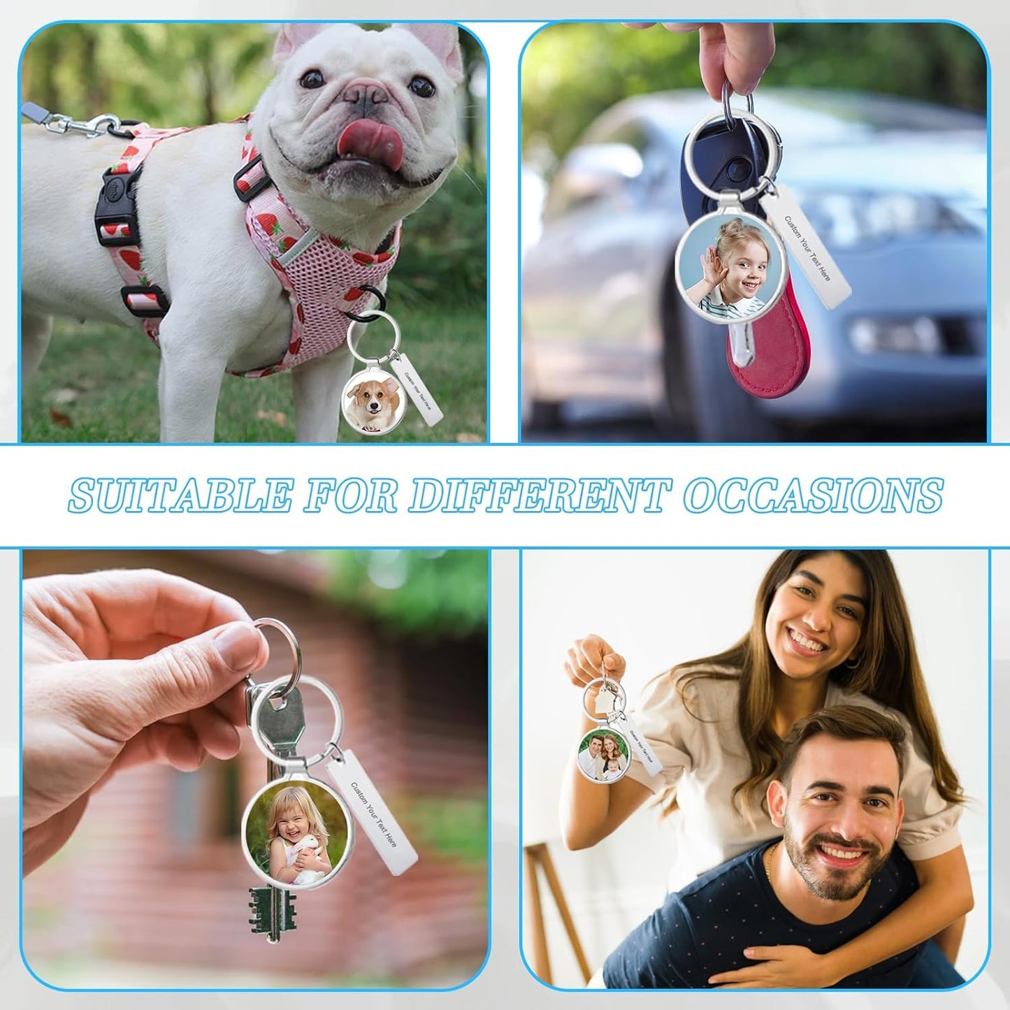 Custom Keychain with Picture Double-sided Personalized Photo Text Keychain, Gift for Anniversary Birthday Christmas