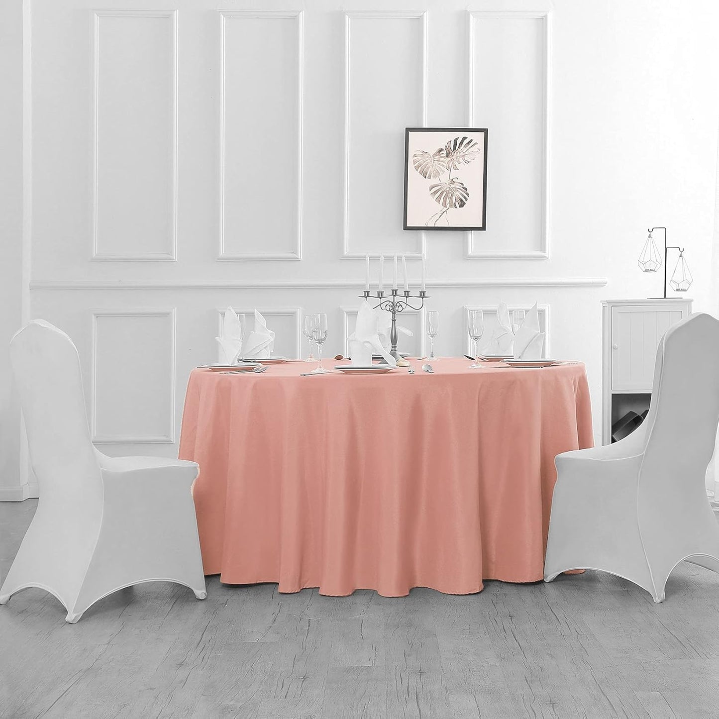108 inch Round Tablecloth Washable Polyester Table Cloth Decorative Table Cover for Wedding Party Dining Banquet(108 inch, Dusty Pink)