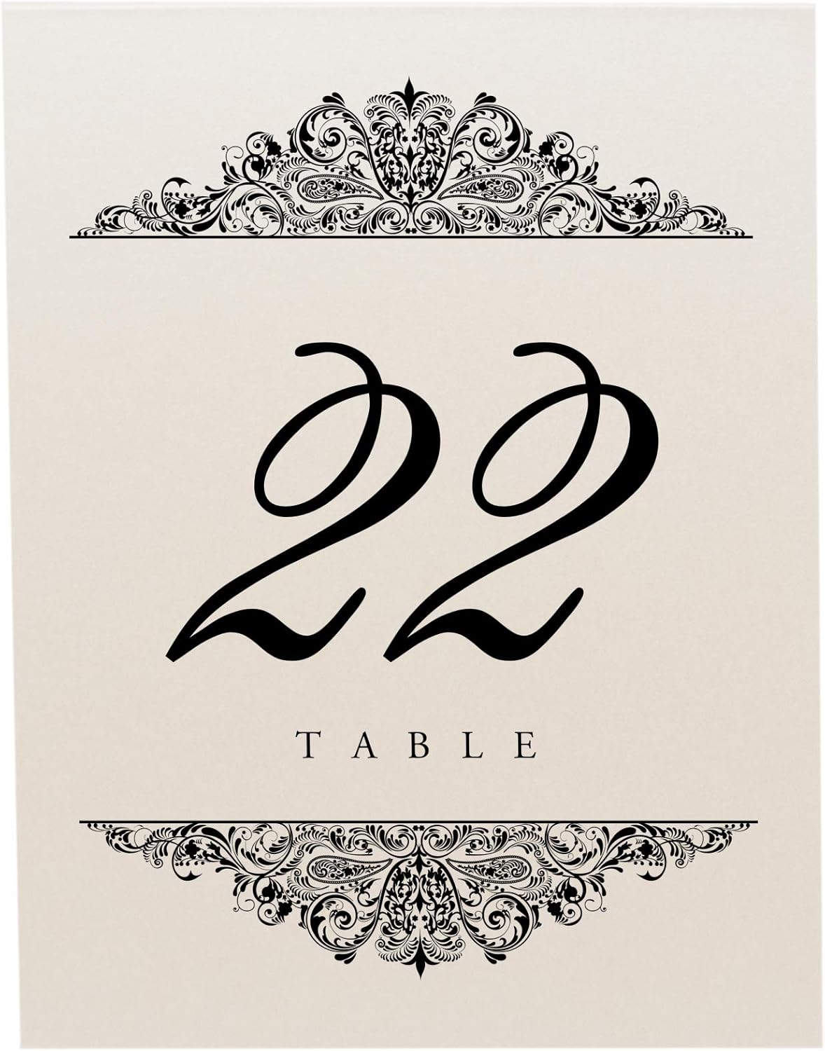 Paisley Wedding Table Numbers (Select Color/Quantity), Champagne, Black, 1-110, Double Sided, Tent or Use in a Stand, Great for Parties & Restaurants - Made in the USA