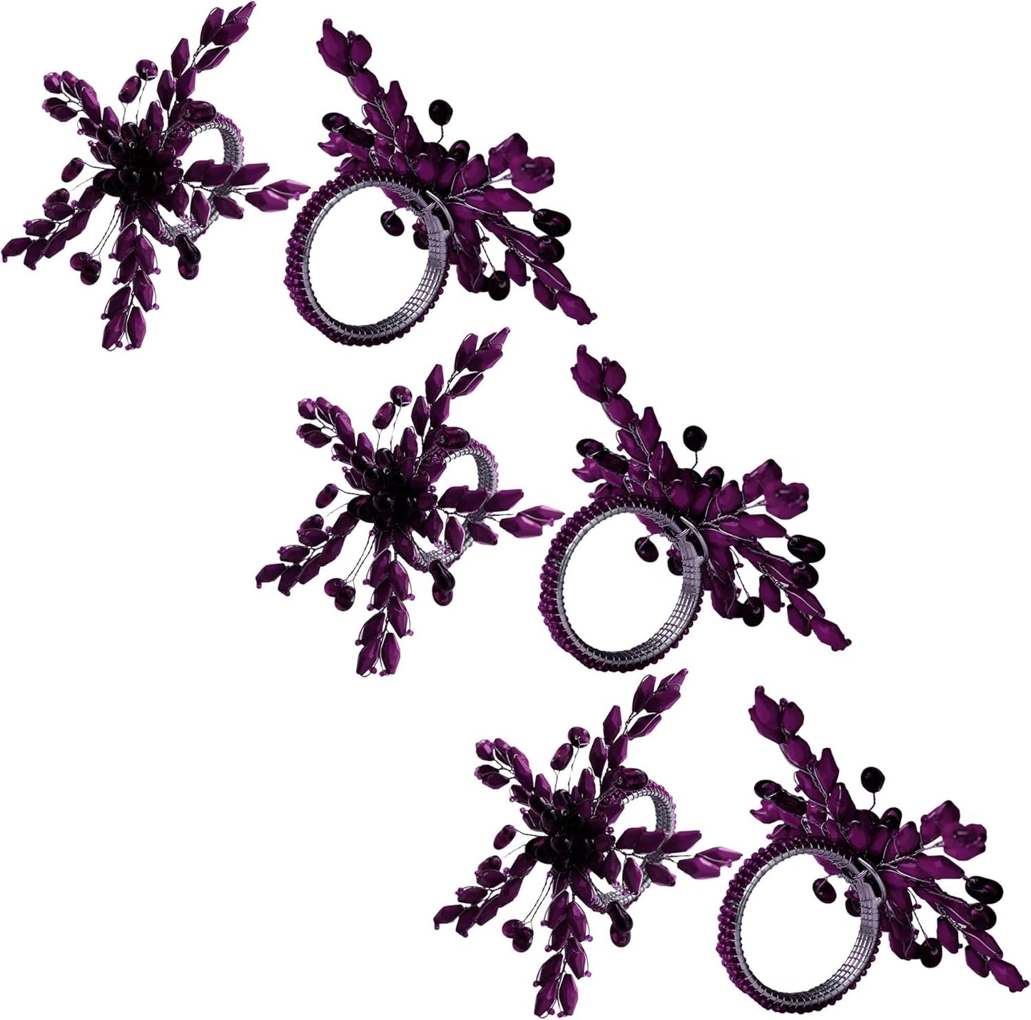 Napkin Rings Set of 12 for Dining Table Decoration Parties Everyday Metal Napkin Holder Leaf Purple (Pack of 12)